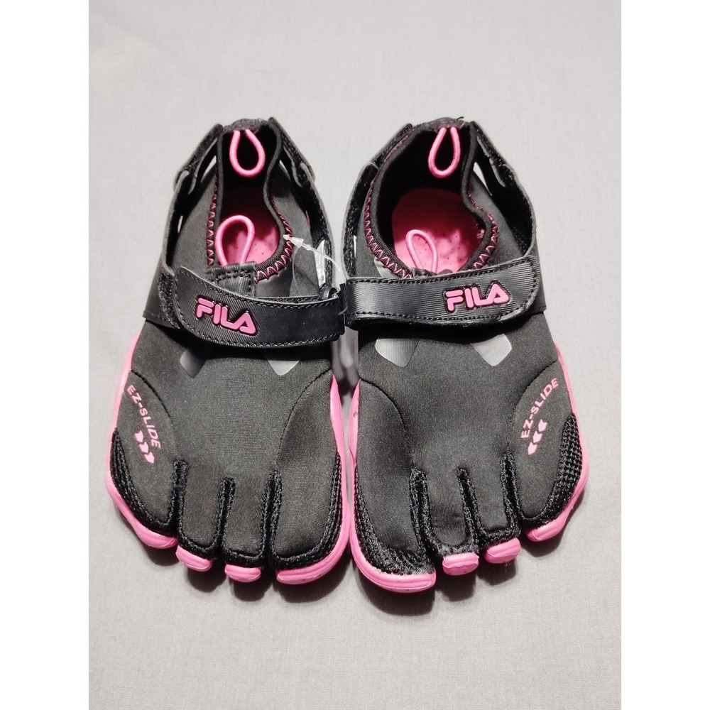 NWOT Fila Skele-Toes‎ Black/Pink EZ SlideSlip Resistant Drainage Shoes Youth 3